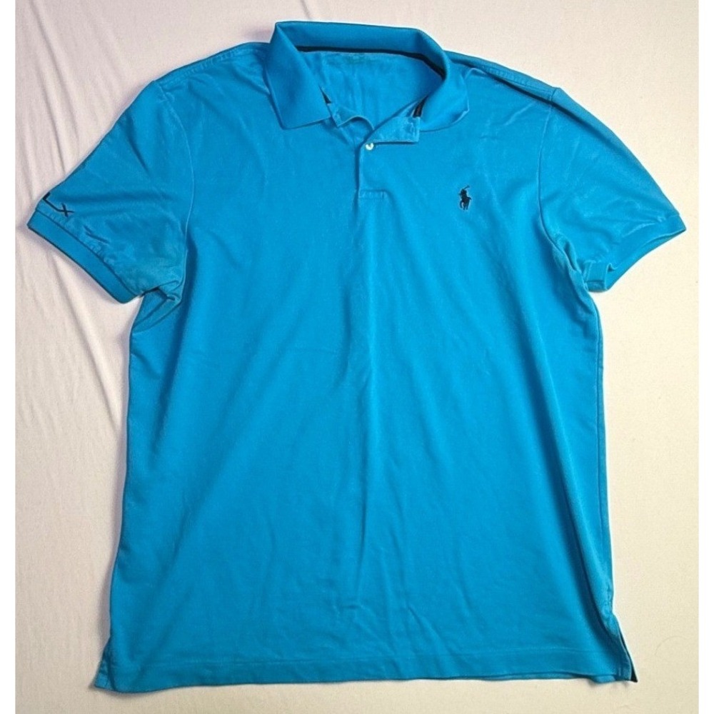 RLX Ralph Lauren Mens Performance Polo Shirt Turquoise Blue Short Sleeve XL-2310